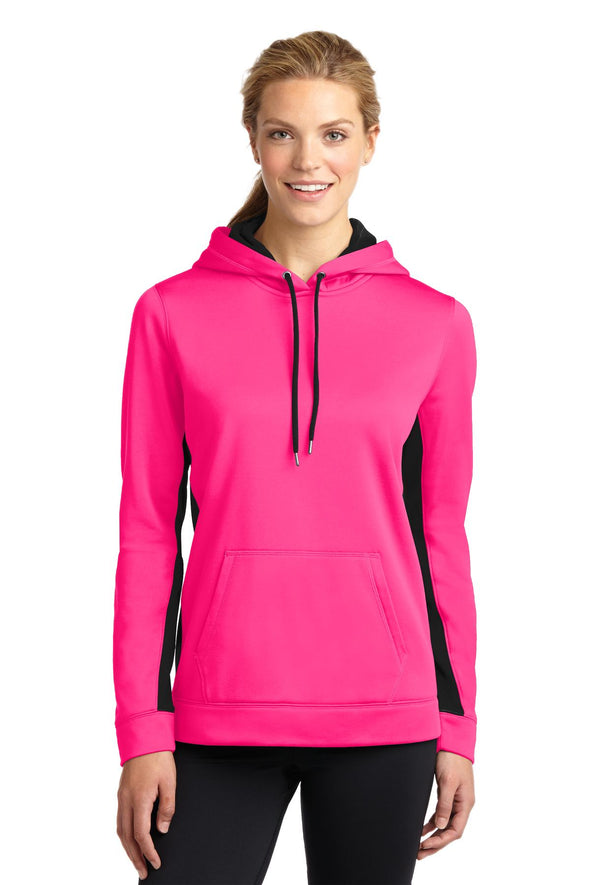 Sport-Tek Ladies Sport-Wick Fleece Colorblock Hooded Pullover