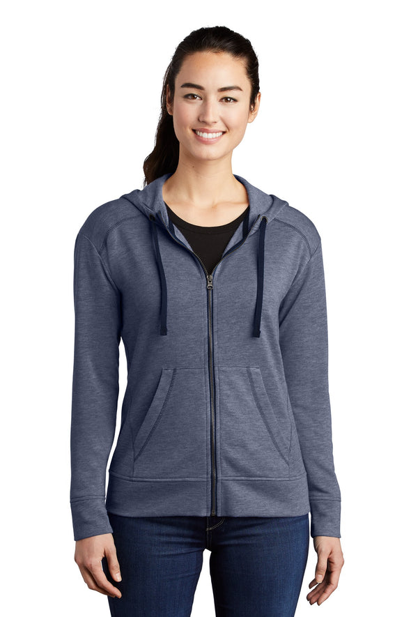 Sport-Tek Ladies PosiCharge Tri-Blend Wicking Fleece Full-Zip Hooded Jacket