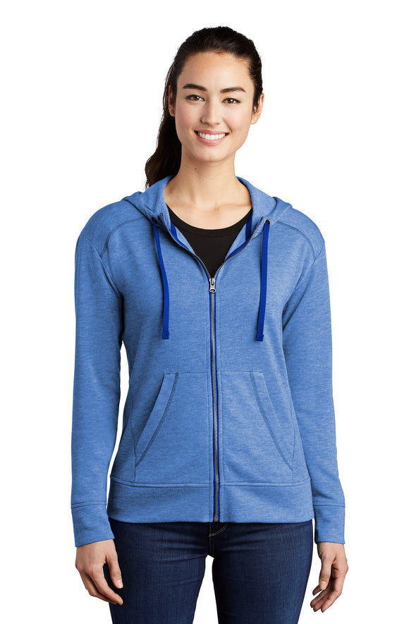Sport-Tek Ladies PosiCharge Tri-Blend Wicking Fleece Full-Zip Hooded Jacket
