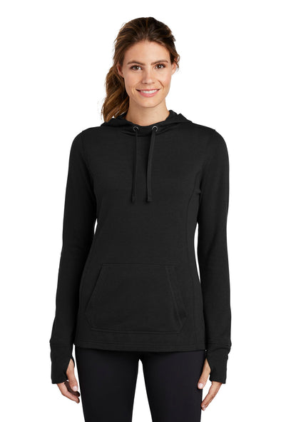 Sport-Tek Ladies PosiCharge Tri-Blend Wicking Fleece Hooded Pullover