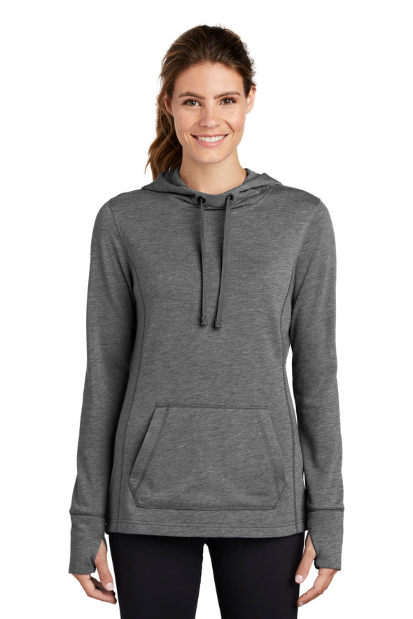 Sport-Tek Ladies PosiCharge Tri-Blend Wicking Fleece Hooded Pullover