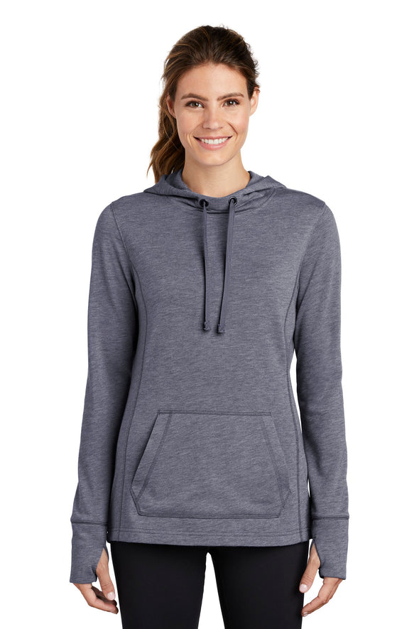 Sport-Tek Ladies PosiCharge Tri-Blend Wicking Fleece Hooded Pullover