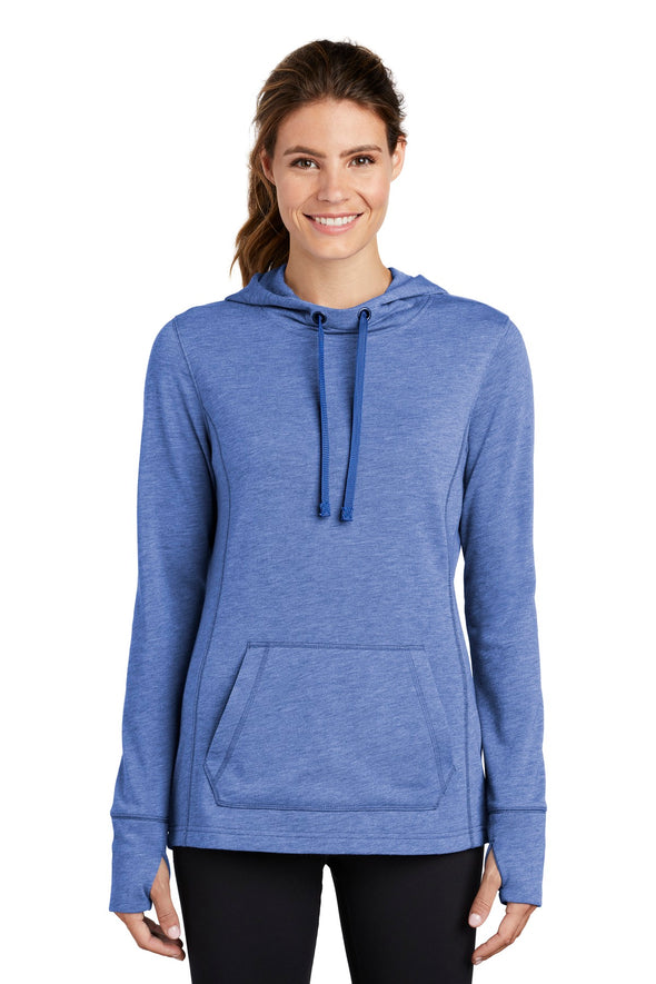 Sport-Tek Ladies PosiCharge Tri-Blend Wicking Fleece Hooded Pullover