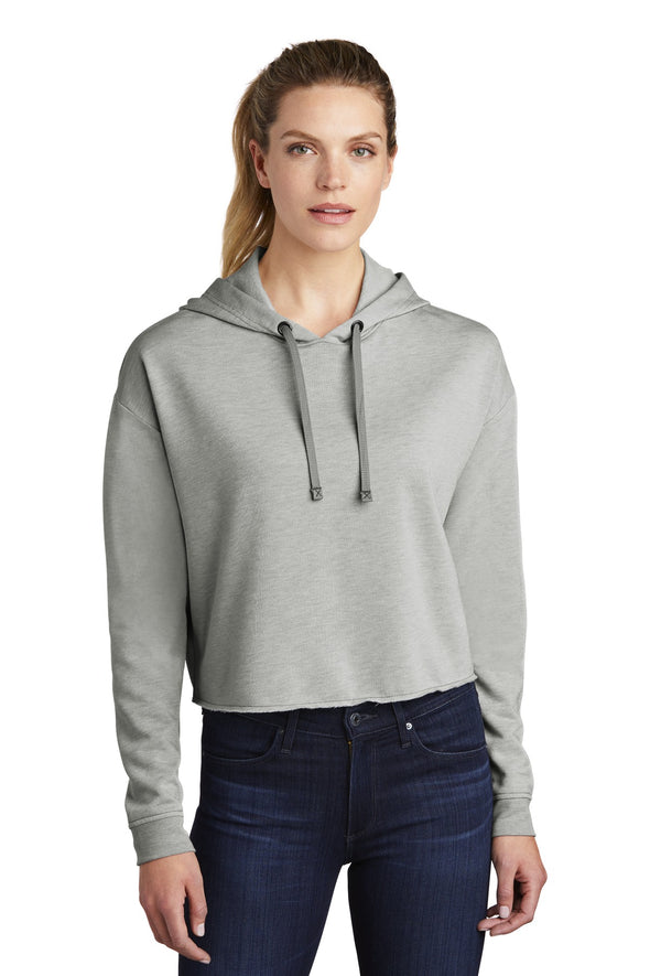 Sport-Tek Ladies PosiCharge Tri-Blend Wicking Fleece Crop Hooded Pullover