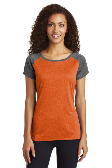 Sport-Tek Ladies Heather-On-Heather Contender Scoop Neck Tee