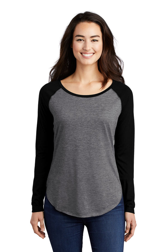 Sport-Tek Ladies PosiCharge Long Sleeve Tri-Blend Wicking Scoop Neck Raglan Tee