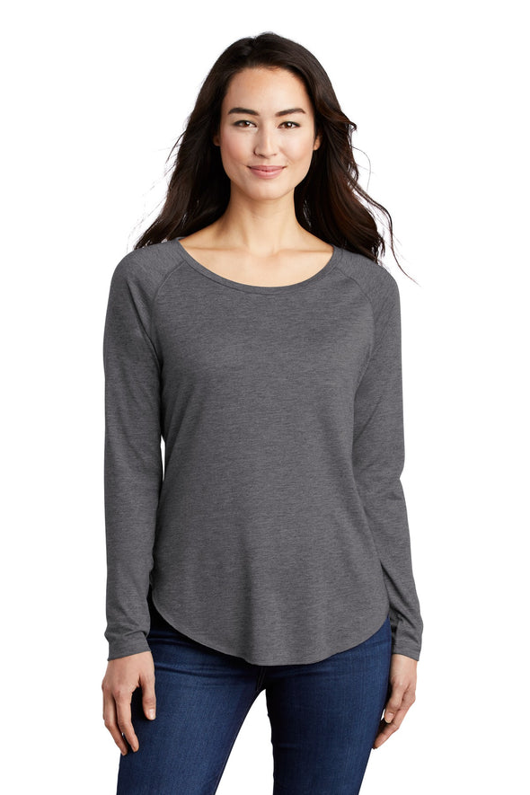 Sport-Tek Ladies PosiCharge Long Sleeve Tri-Blend Wicking Scoop Neck Raglan Tee