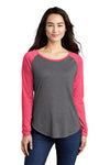 Sport-Tek Ladies PosiCharge Long Sleeve Tri-Blend Wicking Scoop Neck Raglan Tee