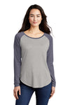 Sport-Tek Ladies PosiCharge Long Sleeve Tri-Blend Wicking Scoop Neck Raglan Tee