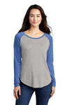 Sport-Tek Ladies PosiCharge Long Sleeve Tri-Blend Wicking Scoop Neck Raglan Tee