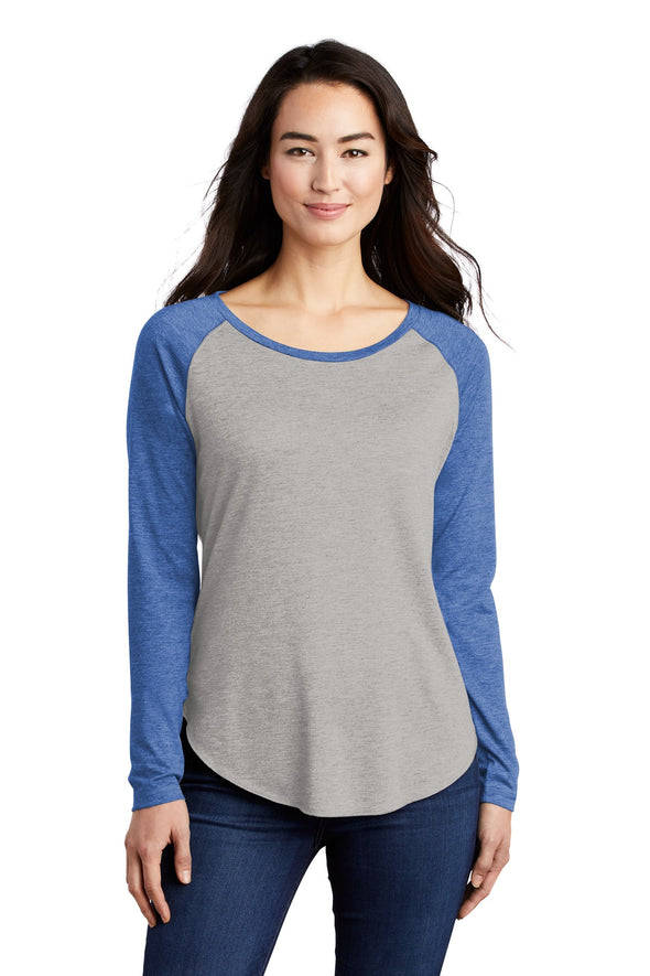 Sport-Tek Ladies PosiCharge Long Sleeve Tri-Blend Wicking Scoop Neck Raglan Tee