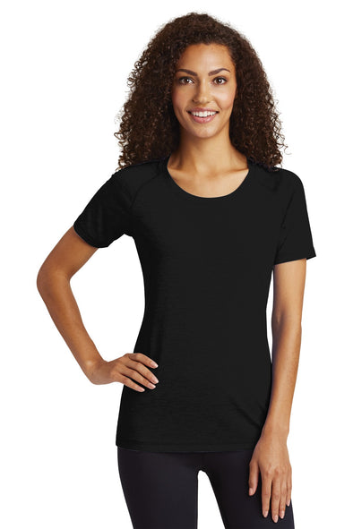 Sport-Tek Ladies PosiCharge Tri-Blend Wicking Scoop Neck Raglan Tee