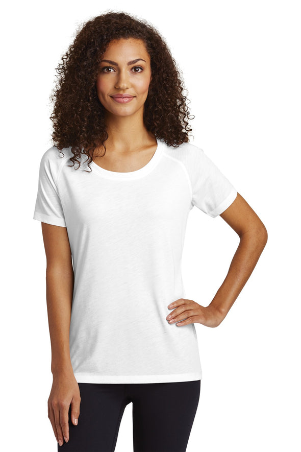 Sport-Tek Ladies PosiCharge Tri-Blend Wicking Scoop Neck Raglan Tee