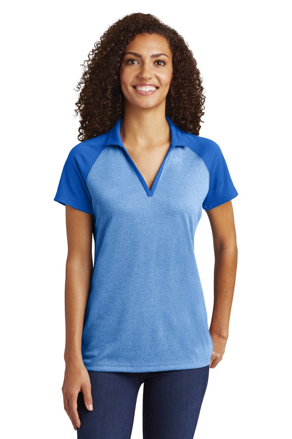 Sport-Tek Ladies PosiCharge RacerMesh Raglan Heather Block Polo