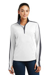 Sport-Tek Ladies Sport-Wick Textured Colorblock 1/4-Zip Pullover