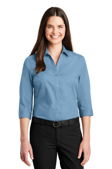Port Authority Ladies 3/4-Sleeve Carefree Poplin Shirt