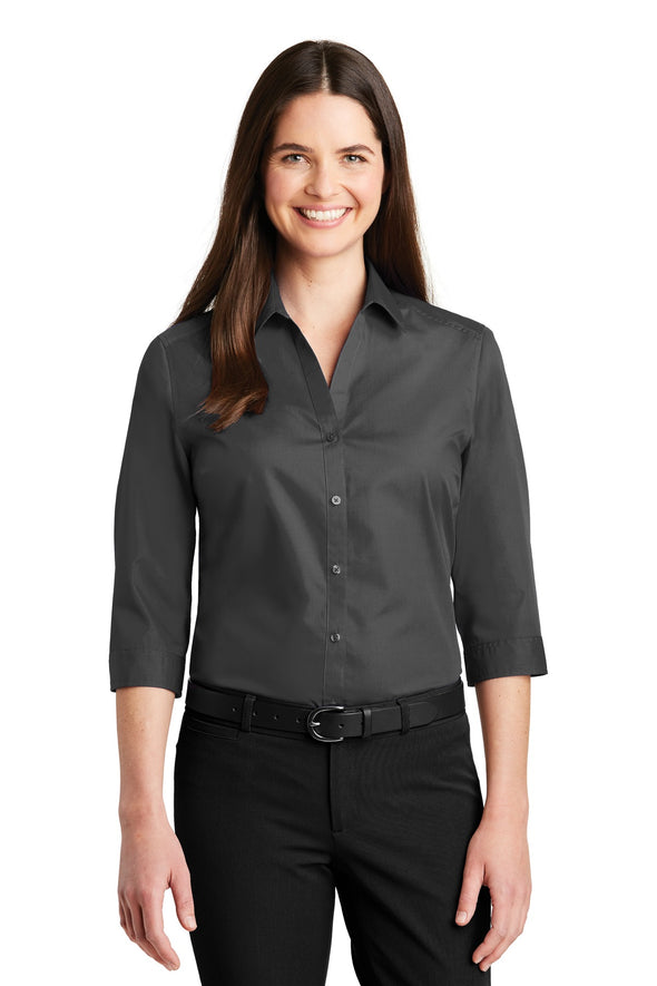 Port Authority Ladies 3/4-Sleeve Carefree Poplin Shirt