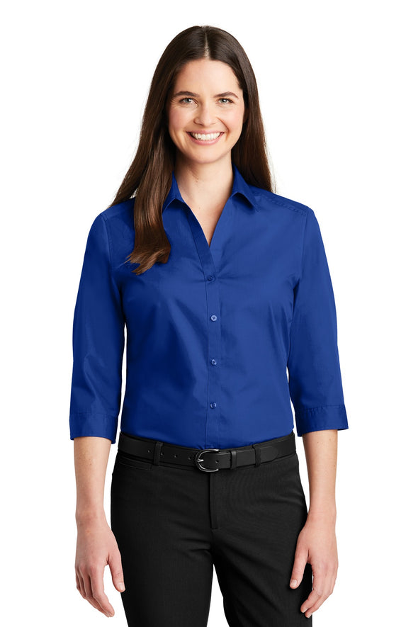 Port Authority Ladies 3/4-Sleeve Carefree Poplin Shirt