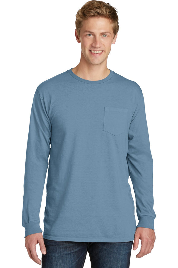 Port & Company Beach Wash Garment-Dyed Long Sleeve Pocket Tee