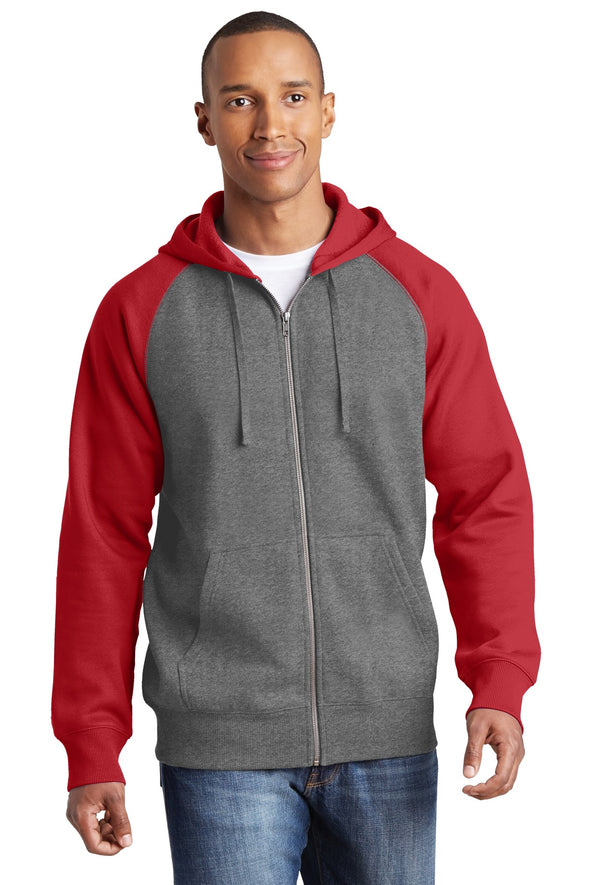 Sport-Tek Raglan Colorblock Full-Zip Hooded Fleece Jacket