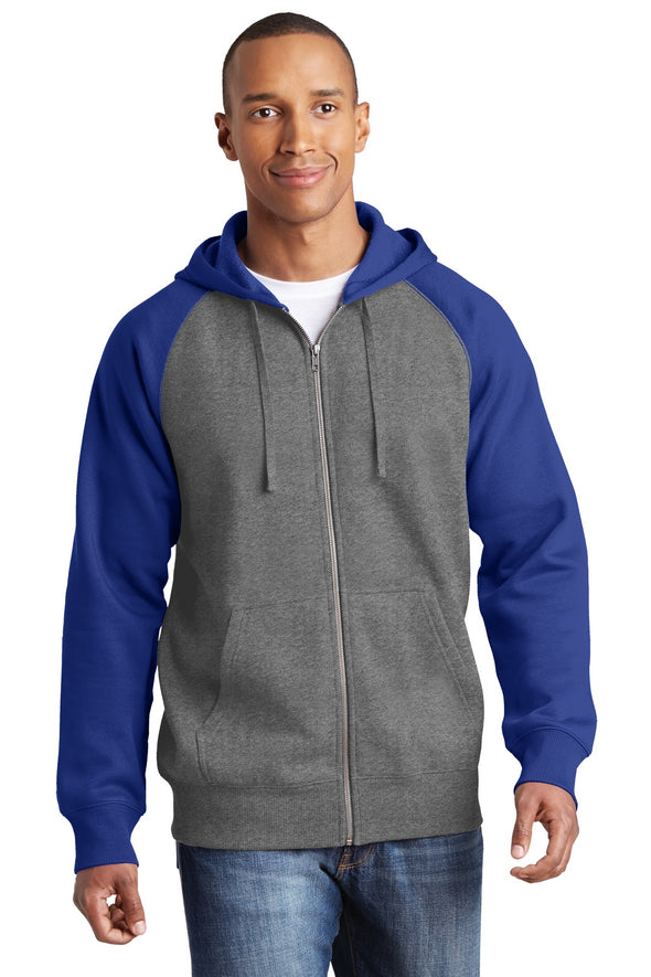 Sport-Tek Raglan Colorblock Full-Zip Hooded Fleece Jacket