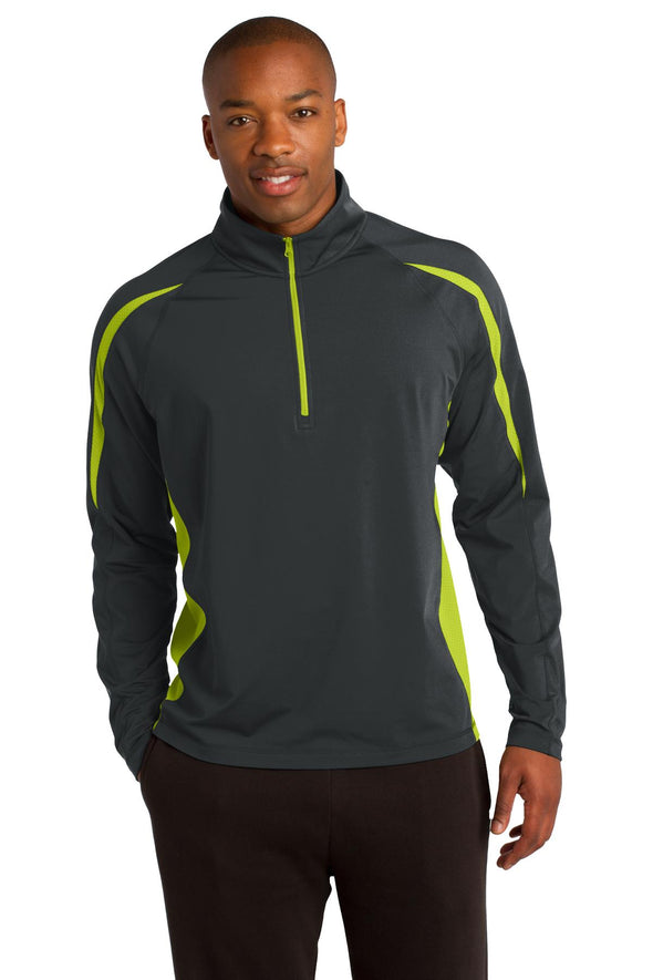 Sport-Tek Sport-Wick Stretch 1/2-Zip Colorblock Pullover