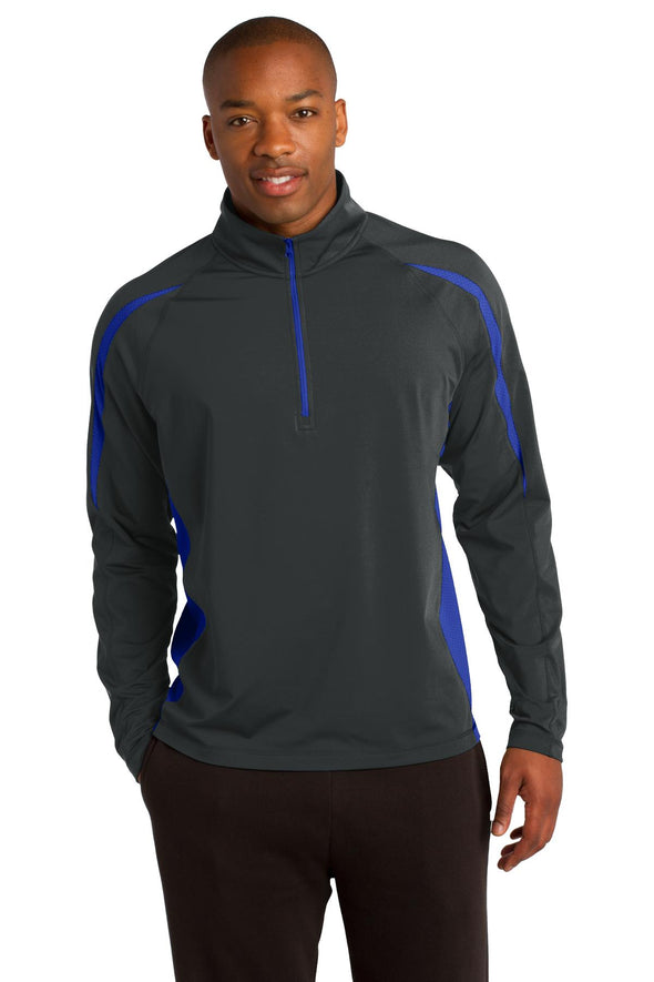 Sport-Tek Sport-Wick Stretch 1/2-Zip Colorblock Pullover