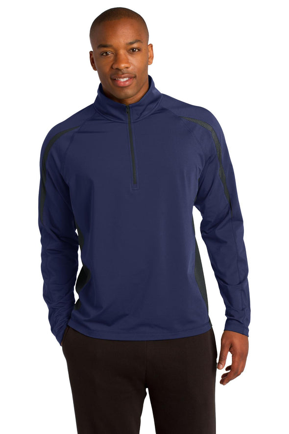 Sport-Tek Sport-Wick Stretch 1/2-Zip Colorblock Pullover