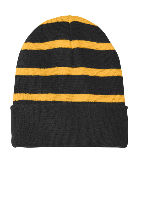 Sport-Tek Striped Beanie with Solid Band