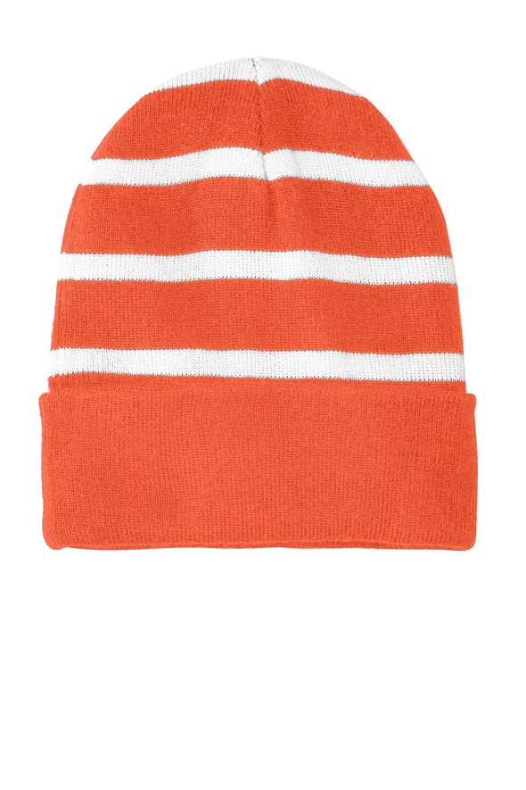 Sport-Tek Striped Beanie with Solid Band