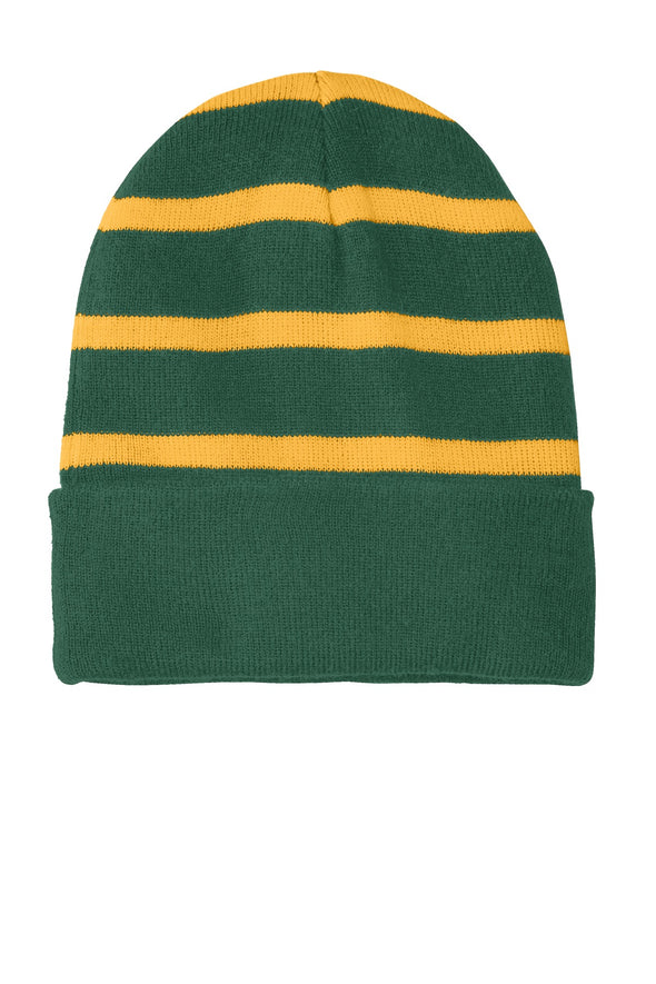 Sport-Tek Striped Beanie with Solid Band