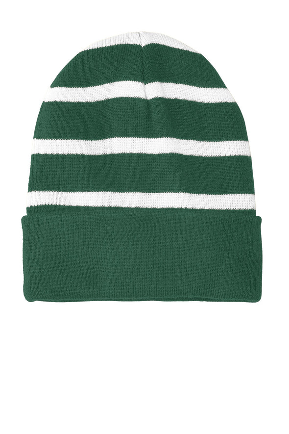 Sport-Tek Striped Beanie with Solid Band