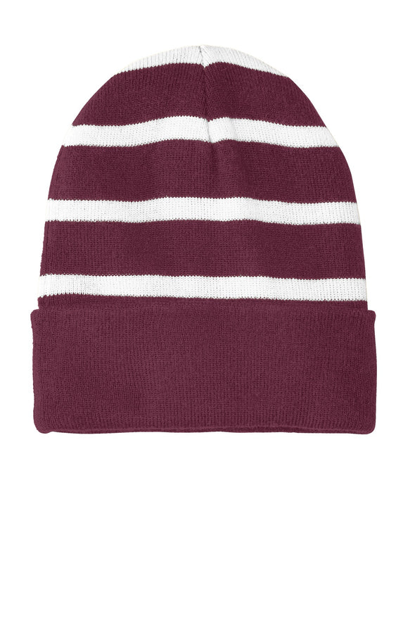 Sport-Tek Striped Beanie with Solid Band