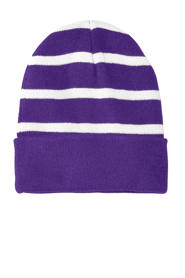 Sport-Tek Striped Beanie with Solid Band