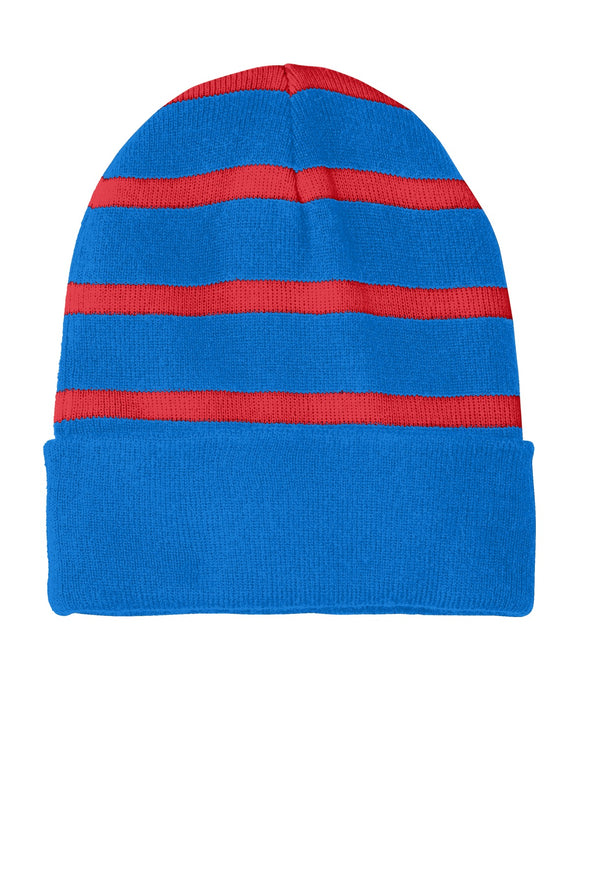 Sport-Tek Striped Beanie with Solid Band