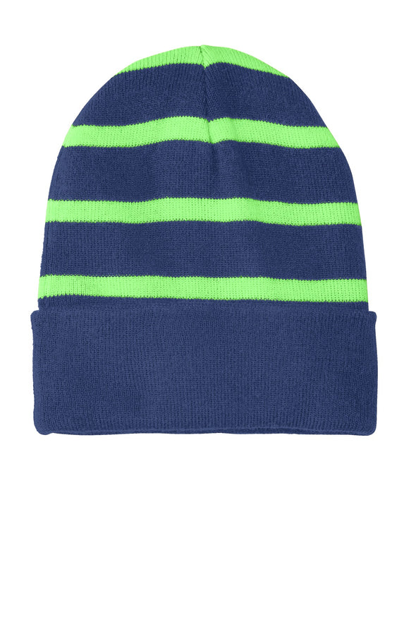 Sport-Tek Striped Beanie with Solid Band