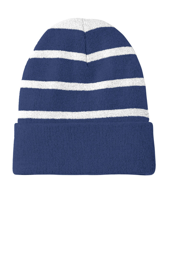 Sport-Tek Striped Beanie with Solid Band