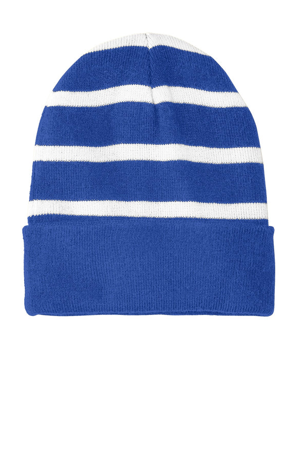 Sport-Tek Striped Beanie with Solid Band