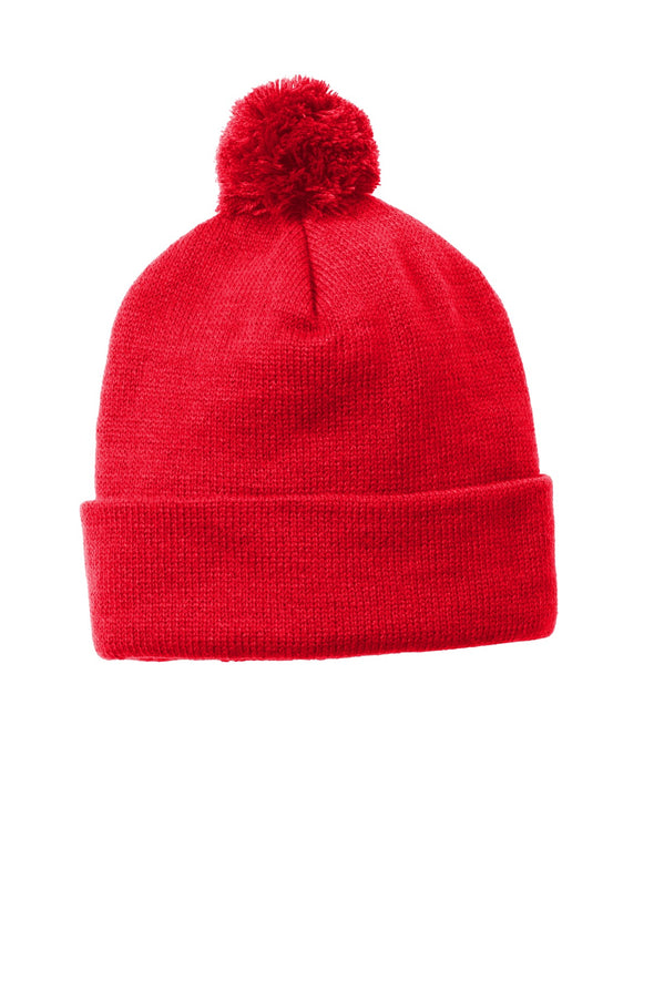 Sport-Tek Solid Pom Pom Beanie