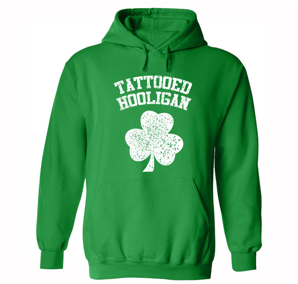 XtraFly Apparel Men's Tattooed Hooligan Shamrock St. Patrick's Irish Hooded-Sweatshirt Pullover Hoodie