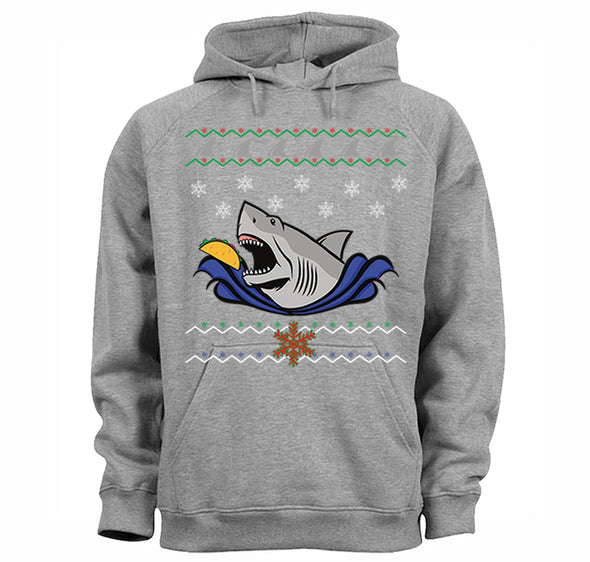 XtraFly Apparel Men's Taco Shark Mexican Great White Ugly Christmas Hooded-Sweatshirt Pullover Hoodie