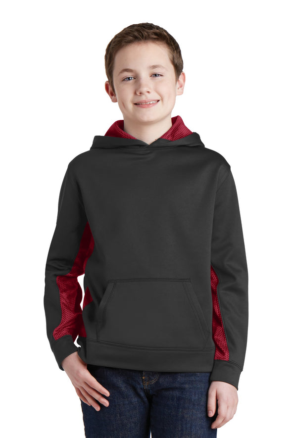 Sport-Tek Youth Sport-Wick CamoHex Fleece Colorblock Hooded Pullover