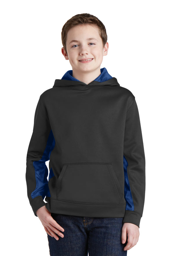 Sport-Tek Youth Sport-Wick CamoHex Fleece Colorblock Hooded Pullover