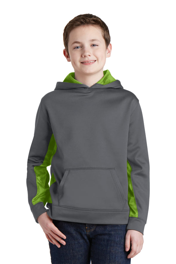 Sport-Tek Youth Sport-Wick CamoHex Fleece Colorblock Hooded Pullover