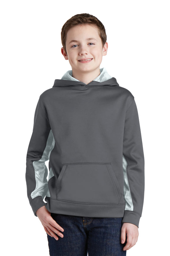Sport-Tek Youth Sport-Wick CamoHex Fleece Colorblock Hooded Pullover