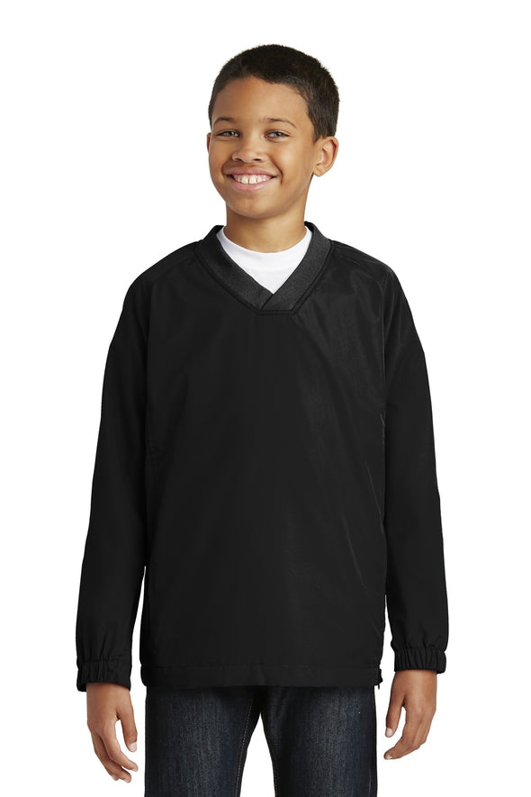 Sport-Tek Youth V-Neck Raglan Wind Shirt