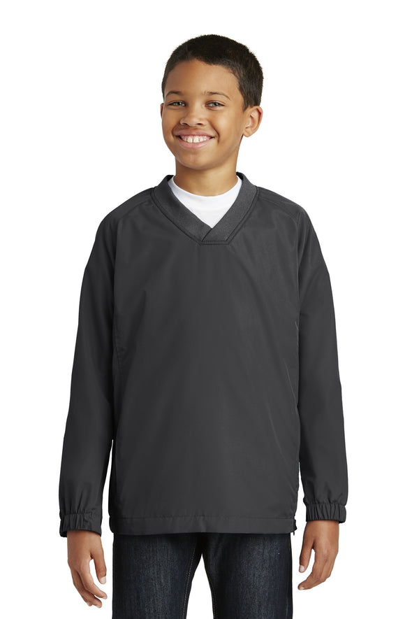 Sport-Tek Youth V-Neck Raglan Wind Shirt
