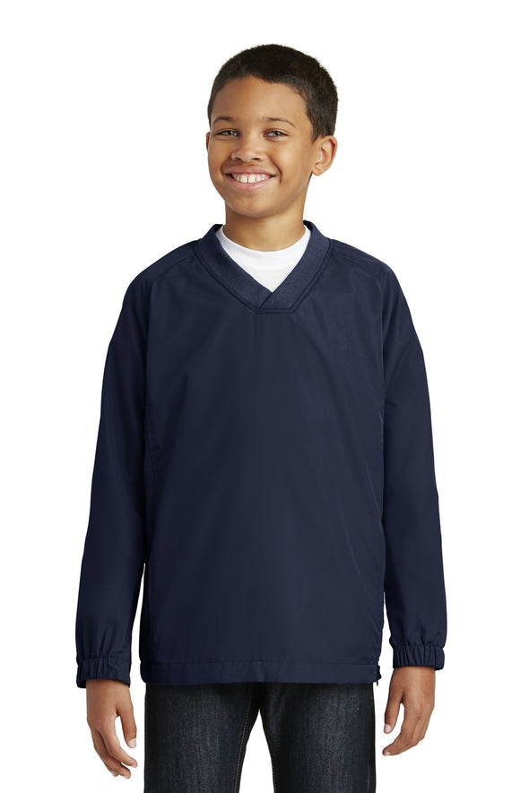 Sport-Tek Youth V-Neck Raglan Wind Shirt