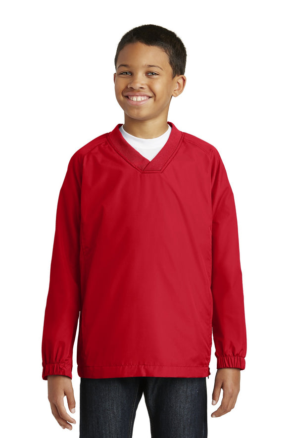 Sport-Tek Youth V-Neck Raglan Wind Shirt