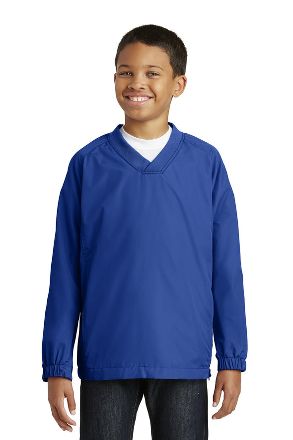 Sport-Tek Youth V-Neck Raglan Wind Shirt